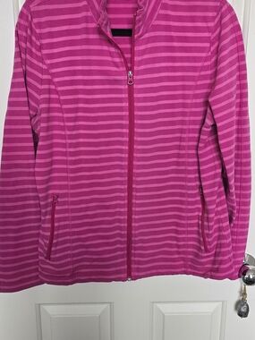 Women’s Jones NY Pink Striped Full-Zip Jacket